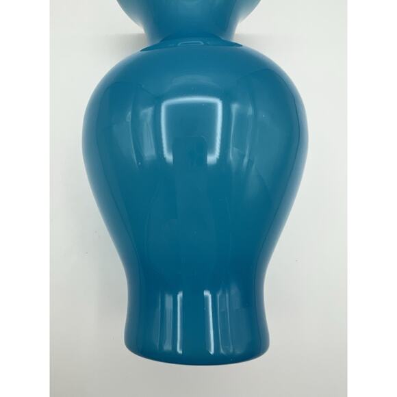 French Blue Opaline Glass Vase Baluster Shape & Flare Rim with Gold Band 8.25” - Picture 12 of 12